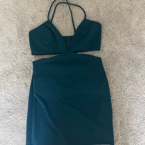 Blue Blush - Elegant Teal Halter Dress